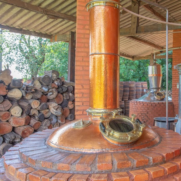 Copper stills used in artisanal cachaça production
